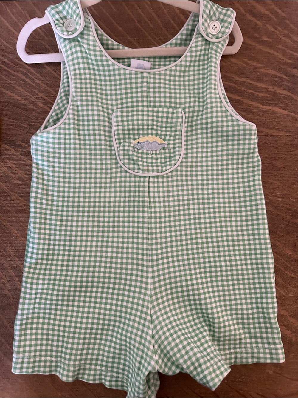 Willow Green Gingham Fishing Lure JonJon Romper Cotton